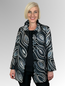 Evoke glamour in our sophisticated Maglia Jacket. Its wire-enhanced frill neck moulds to your liking, while ribbon trim detailing adds an elegant touch. With bell sleeves and a polyester elastane blend, this jacket is both luxurious and versatile. Hand wash for long-lasting style.