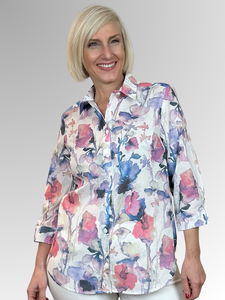 Made from 100% cotton, the Pablo 3/4 Sleeve Blouse delivers lightweight, soft, and breathable comfort ideal for sunny summer days. Its charming floral print, clever action back pleats, and classic collar create a versatile piece that easily becomes a fresh and stylish favourite in your summer wardrobe.