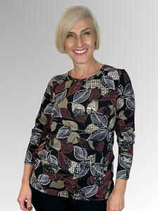 Indulge in luxury with our Autumn Leaves Long Sleeve Top. The rich autumn tones and mix n' match design make this top versatile and stylish, while the easy care polyester elastane fabric ensure comfort and convenience. Elevate your wardrobe with this sophisticated top.