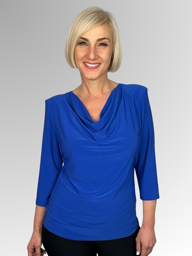 The Classic Cowl Neck Top is a must-have item in our stores. It comes in a range of prints and plain colours, making it a top that's hard to resist. Crafted from Polyester/Spandex, this 3/4 sleeve top offers year-round wear and versatility. Plus, it's easy to maintain and great for travelling!