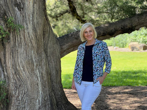 Experience the carefree comfort of our Connect 3/4 Sleeve Zip Jacket, with its relaxed silhouette and effortless style. Featuring an abstract design in turquoise, green, navy and white tones, this jacket effortlessly complements any of our camis. Made in Australia from Poly/Spandex, this jacket is machine-washable and quick-drying for your convenience.