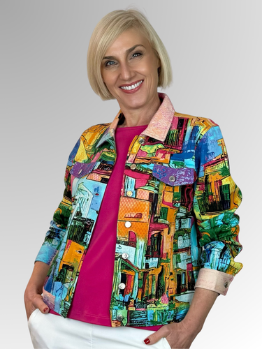 Express your unique style in this beautiful jacket! When it comes to Orientique, expect amazing colours, intricate detail, and comfortable designs that look modern and on trend. Crafted by Orientique's artists, the Havana Long Sleeve Jacket is made from a blend of Cotton/Spandex and features a pattern inspired by the colours and architecture of the Caribbean Islands.