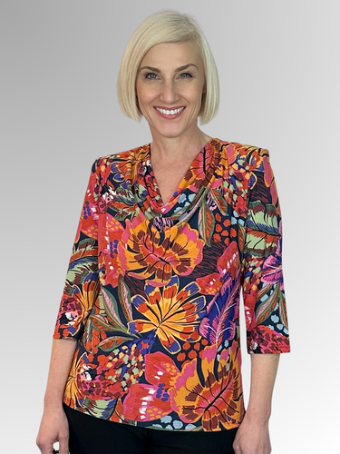 Experience Australian craftsmanship with the Bedarra 3/4 Sleeve Cowl Neck Top by Corsican. Its Polyester/Spandex tropical print in vibrant colours is sure to attract attention, ensuring it is perfect for any event. What's more, this fashionable top is effortless to care for, just wash and drip dry - no ironing necessary!
