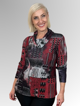 The Jessica Long Sleeve Burnout Top combines effortless style with understated elegance. A luxurious cowl neckline and spliced detailing in the front creates visual interest, while the rich crimson and black burnout fabric catches the light beautifully. Crafted from rayon, polyester, and spandex, this top delivers comfort and durability in a relaxed silhouette that flatters every shape. Versatile enough to transition from day to evening, it works beautifully layered or worn alone.
