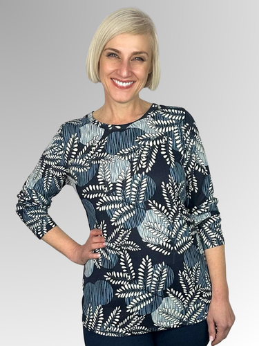 Stay warm in style with our Blue Moon Long Sleeve Knit Top. This top features a classic cut and is crafted from a warm and soft blend of acrylic and spandex. The rich tones of navy, blue and ivory provide a timeless edge to any look. 