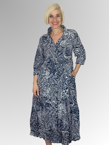 Look chic and feel comfortable this summer in the Orientique Leros Shirt Dress! Made from 100% organic crinkled cotton, this light and cool dress features 3/4 length sleeves, a collar, and a button-through closure. Whether lounging at home or out for a day on the town, the Leros is the perfect way to look stylish and stay cool.