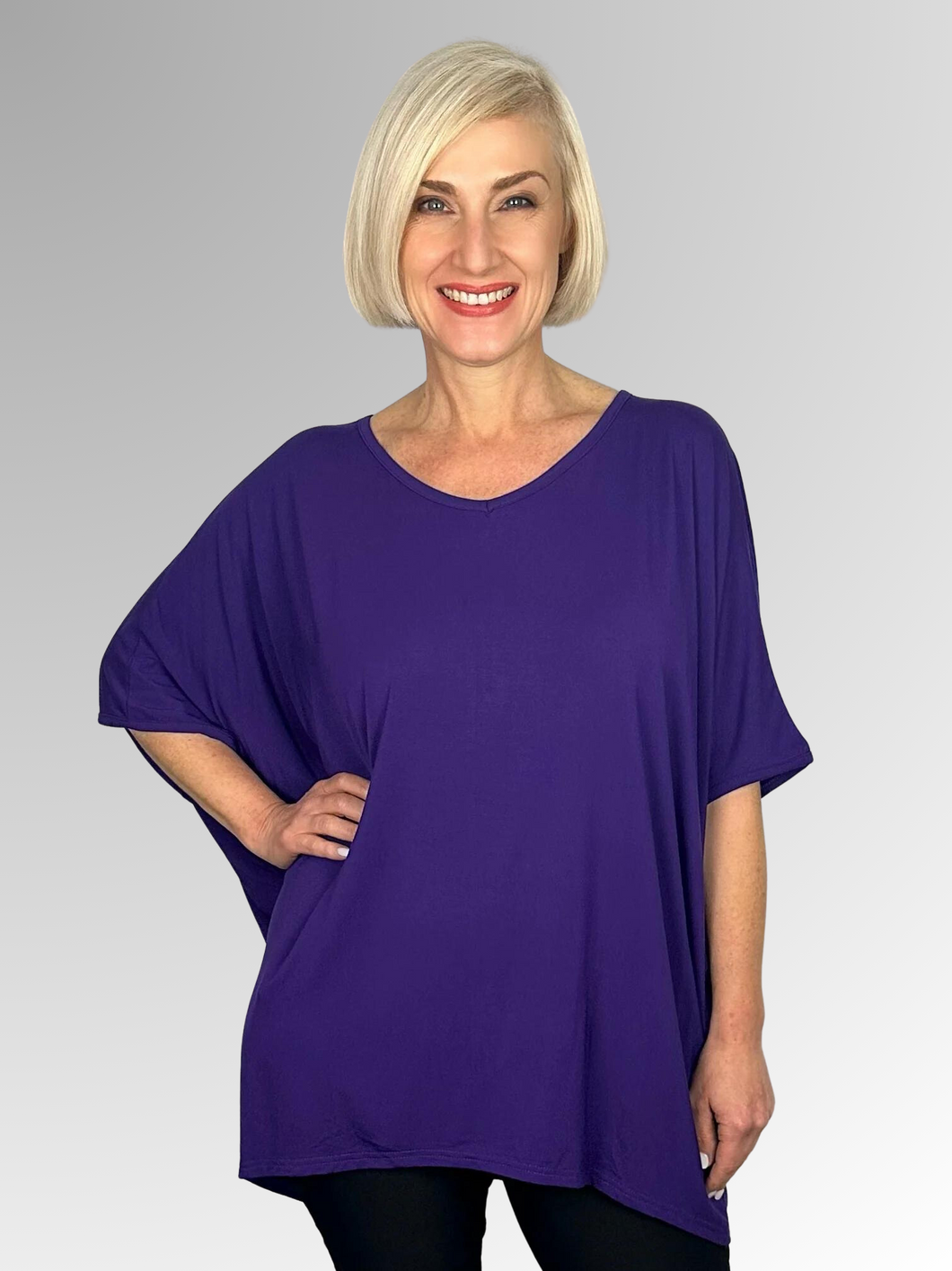 Our Bamboo Easy Top is made from 95% Bamboo and 5% Elastane making it super light and silky soft. Being a breathable fabric, it draws moisture away from your body keeping you cool and fresh. Generously shaped and great for covering those curves, it's the ideal go to for any time of day. Available in a range of beautiful colours, team it with some great accessories to make it pop!