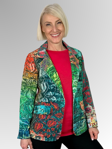 Elevate your everyday looks with the striking and vibrant Patchwork Print Blazer by Orientique. Made from 100% Cotton, this timeless piece adds a pop of colour and texture to any outfit, making it a must-have for your wardrobe.