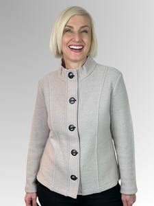 Wrap yourself in luxury with our Boiled Wool Stone Toggle Jacket. Certified with the prestigious Woolmark label, this modern, soft boiled wool jacket is both warm and stylish. Featuring toggle button detail, it's the perfect statement piece for any fashion-forward wardrobe. Upgrade your look and embrace true quality.